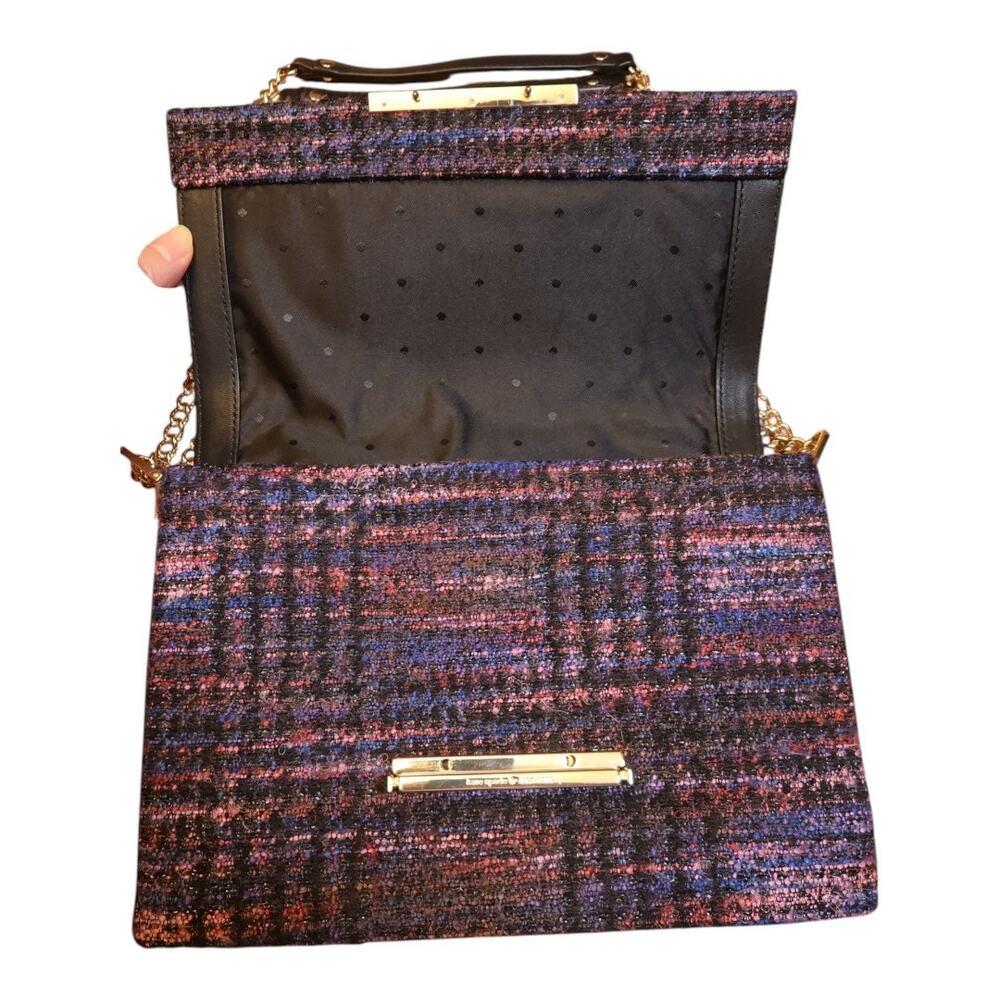 Kate Spade Emerson Place Lenia Tweed Purple Gold Hardware Shoulder Bag Crossbody - Picture 4 of 16